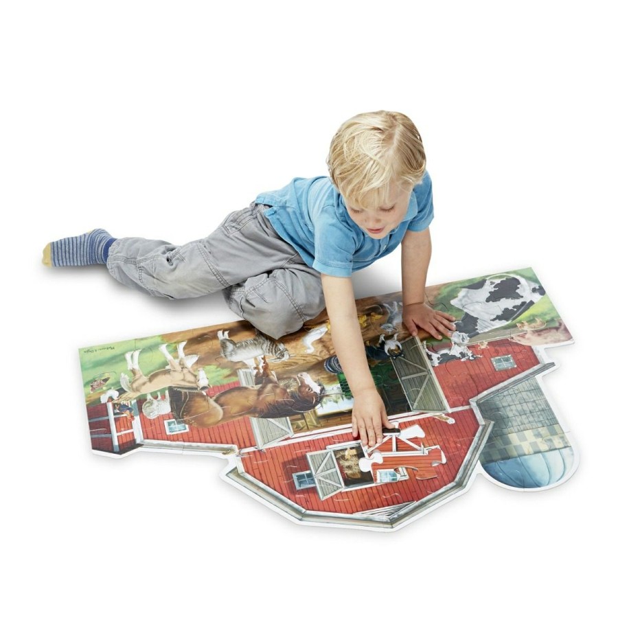 Melissa & Doug Busy Barn Yard Shaped Floor Puzzle 32 Pieces | * New